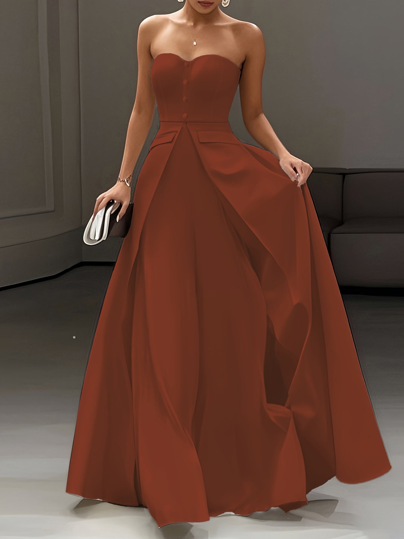 Dam Elegant Aftonklänning Bandeau Stil Fest och Gala