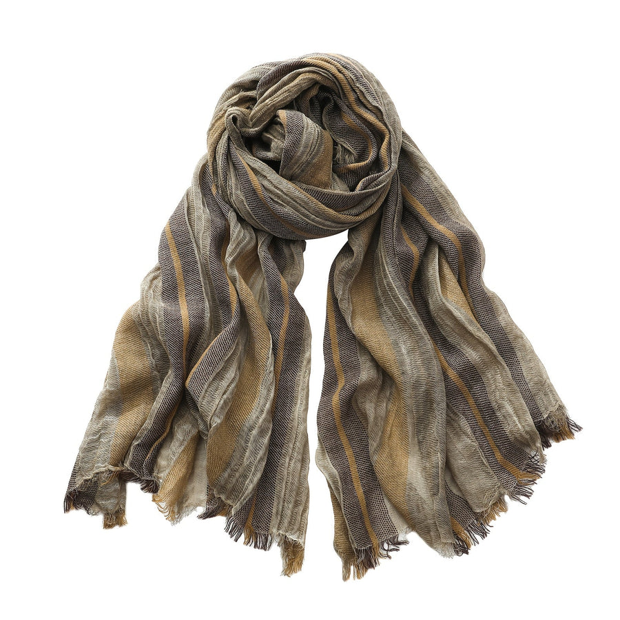 Randig scarf med fransar i mjukt material för unisex