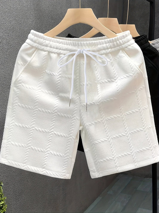 Herrshorts med Präglat Rutmönster – Modern Sportig Stil för Fritid och Träning