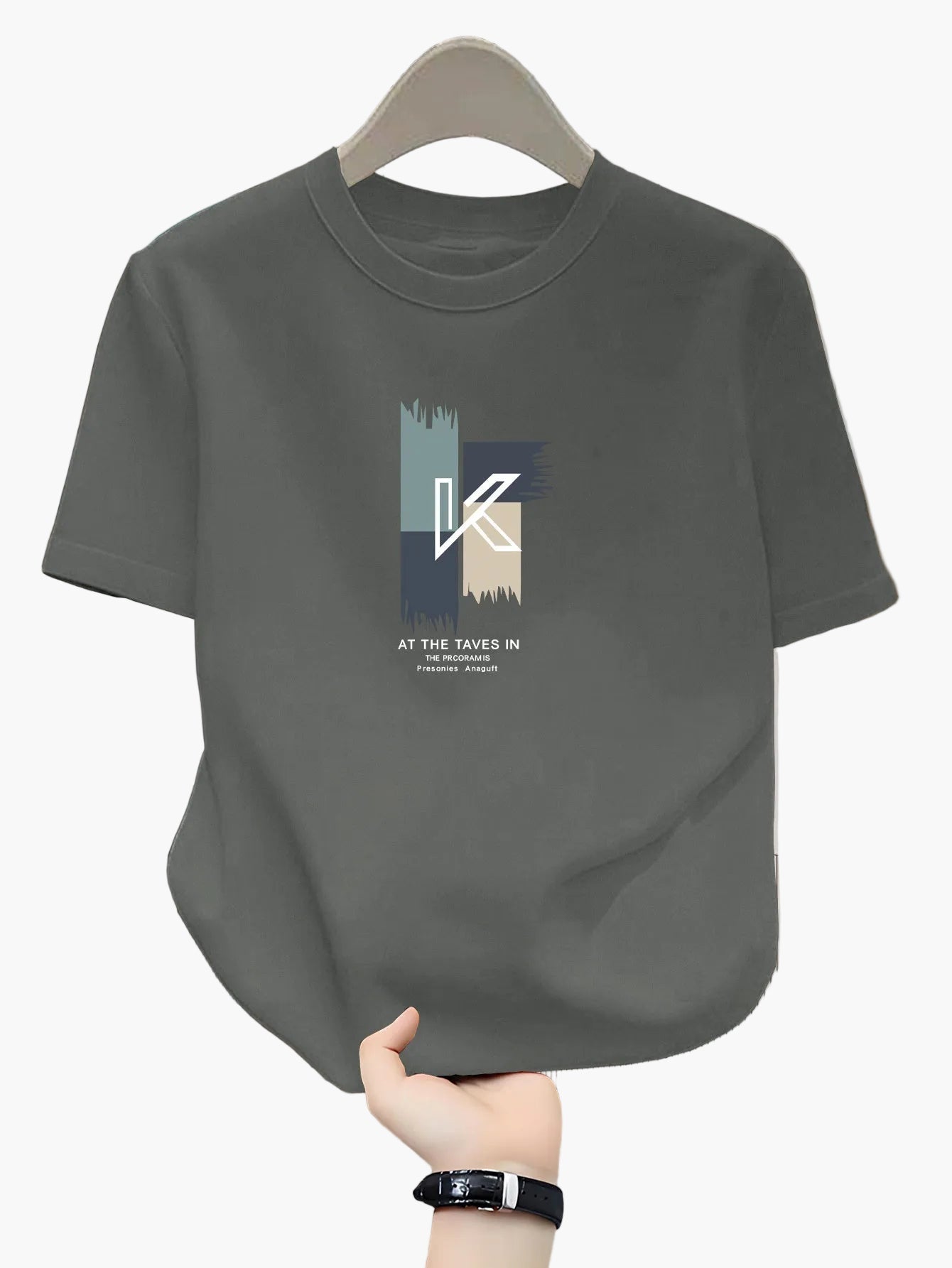 Herr T-shirt med tryck och modern bokstavsdesign – Perfekt för vardag och avslappnad stil