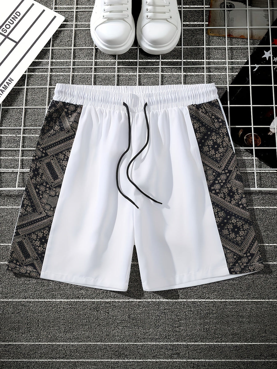 Herrshorts med grafiskt mönster och avslappnad streetwear-stil för vardagsbruk