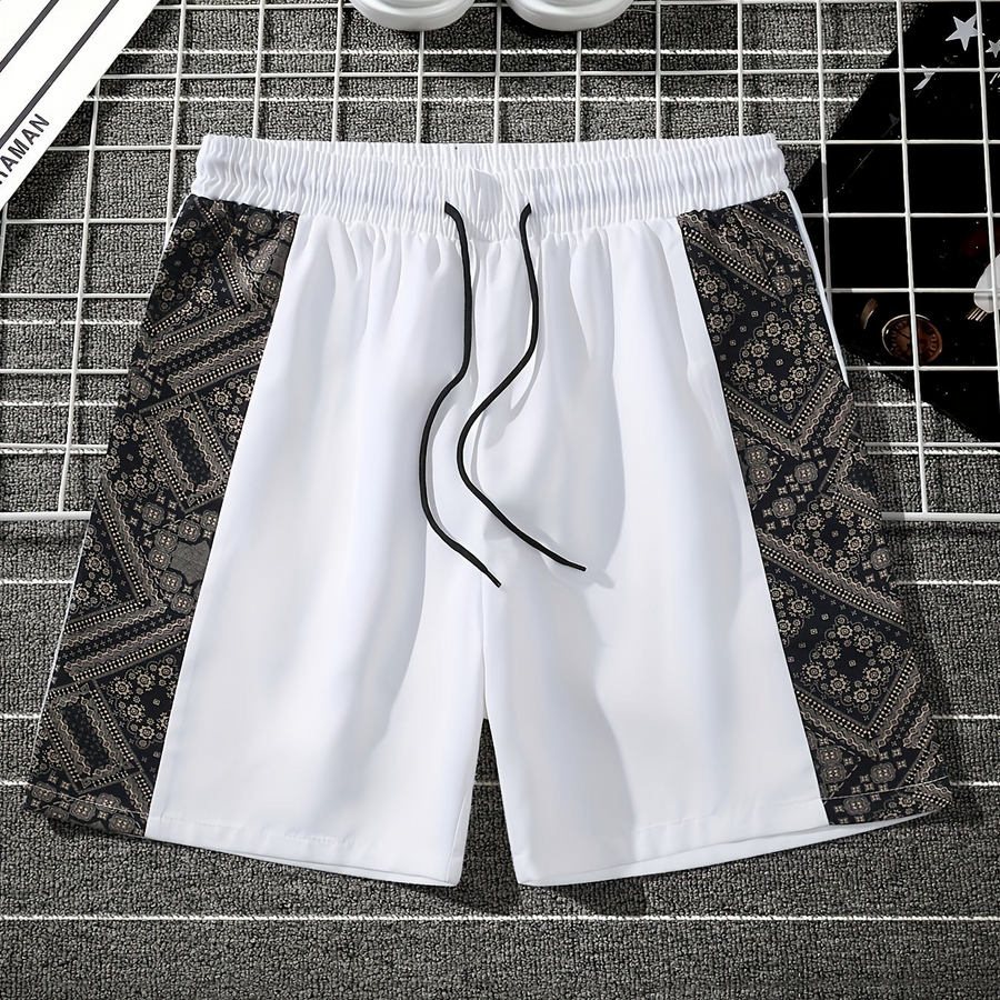 Herrshorts med grafiskt mönster och avslappnad streetwear-stil för vardagsbruk