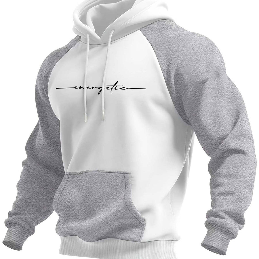 Hoodie med raglanärm och känguruficka, tvåfärgad