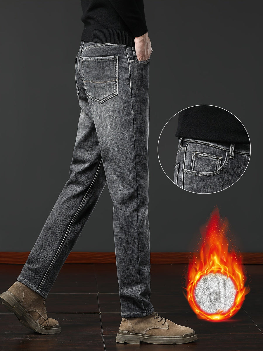 Jeans med foder för herr, blågrå eller mörkgrå
