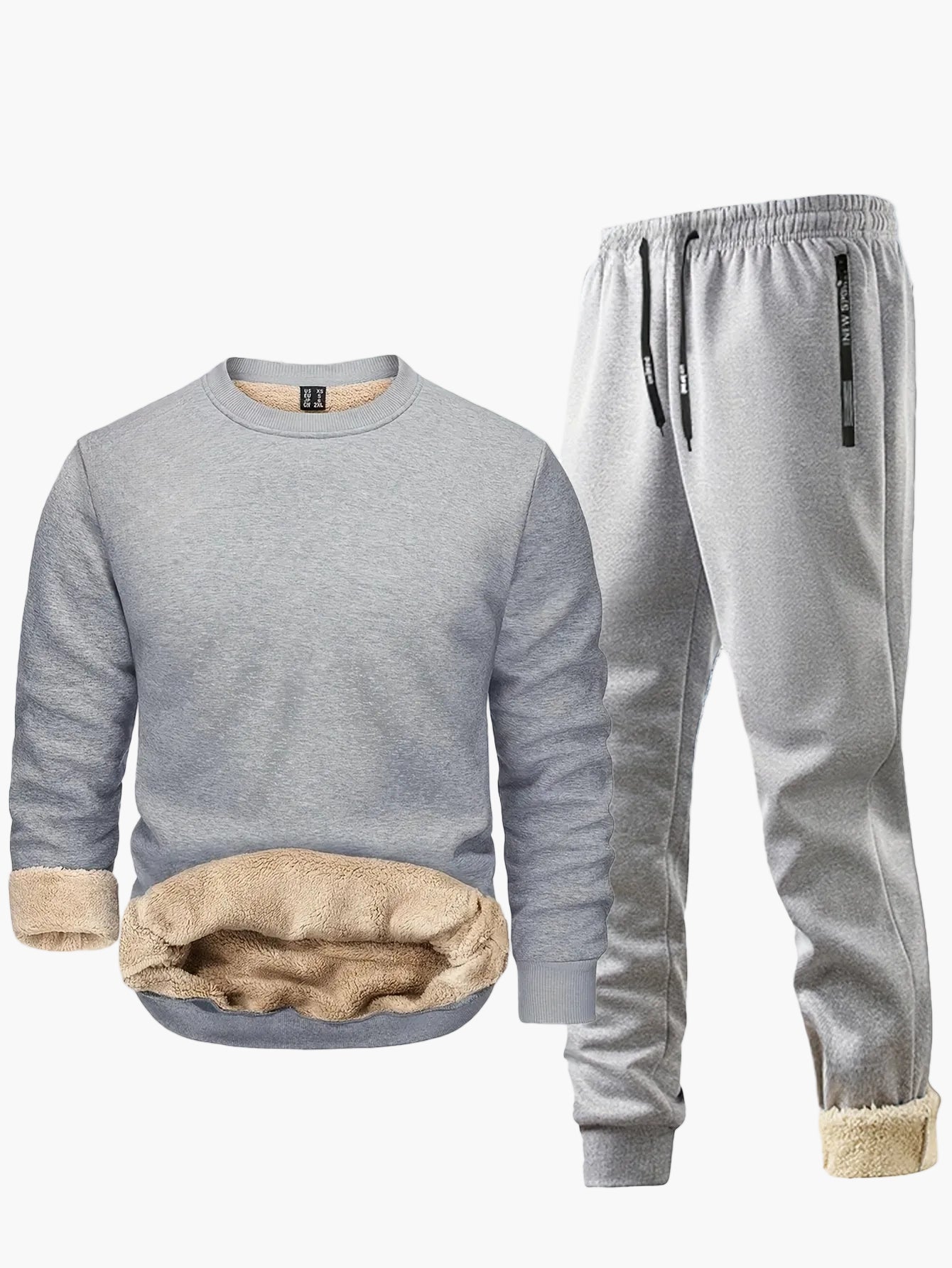 Herrarnas mysiga varma joggingdräkt för höst och vinter – set med tröja och byxa, perfekt för fritid och hemmabruk