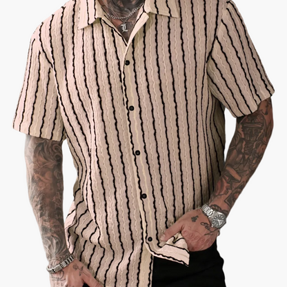 Herr Skjorta Kortärmad Randig Sommar Casual Weekendstil