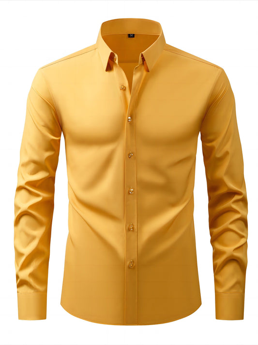 Herrskjorta Elegant Slim Fit Långärmad för Vardagsbruk och Fest
