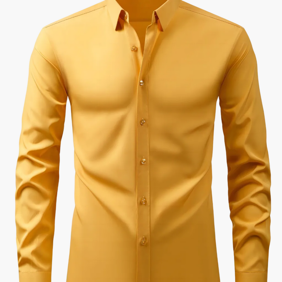 Herrskjorta Elegant Slim Fit Långärmad för Vardagsbruk och Fest