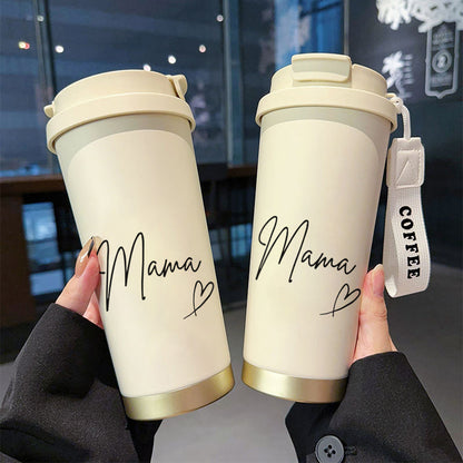 Kaffemugg med text 'Mama' – Perfekt present för kvinnor, modern och praktisk termosmugg för kaffe och te