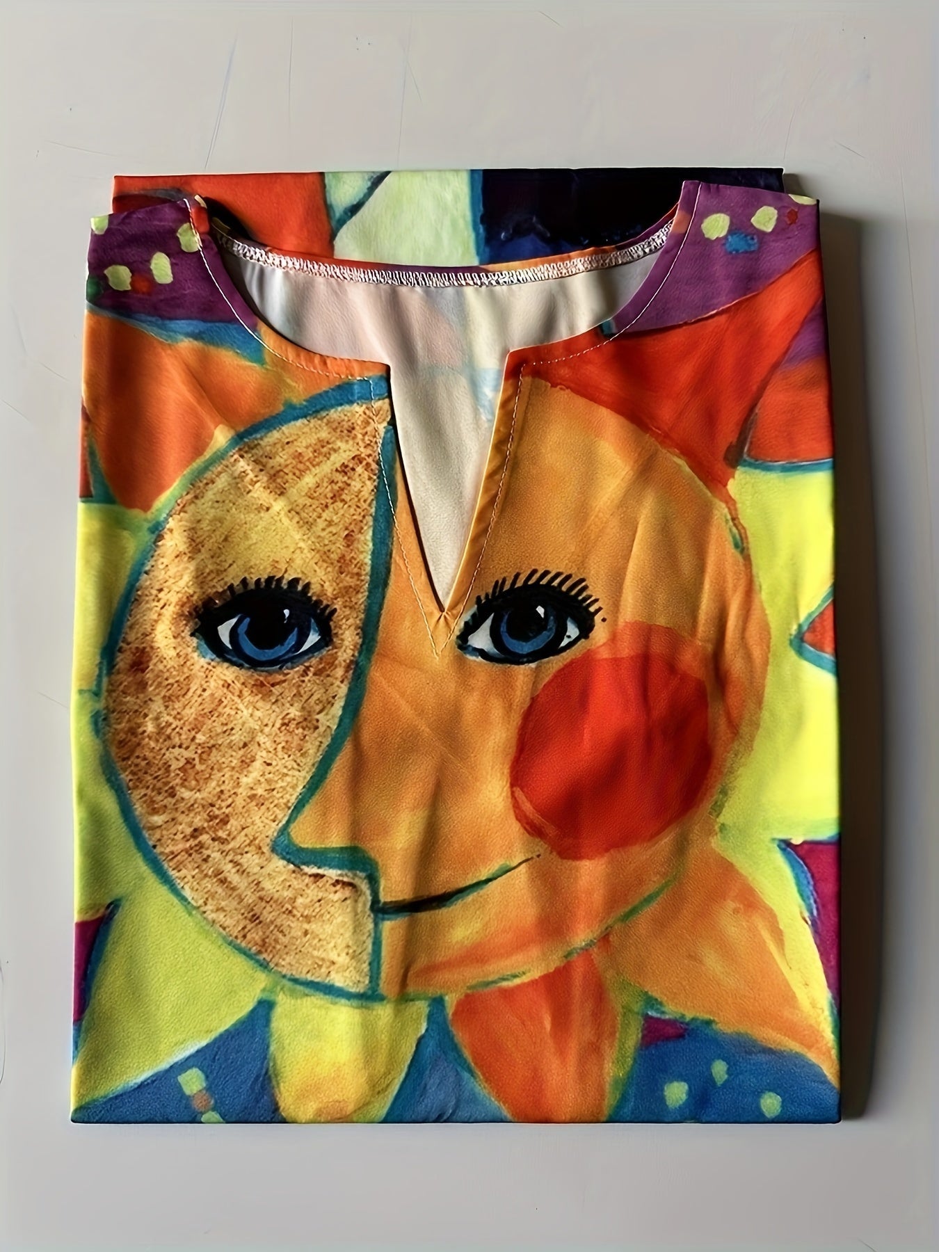Damklänning med konstnärligt kattmotiv och sol – Vintage, ärmlös, vardagsklänning