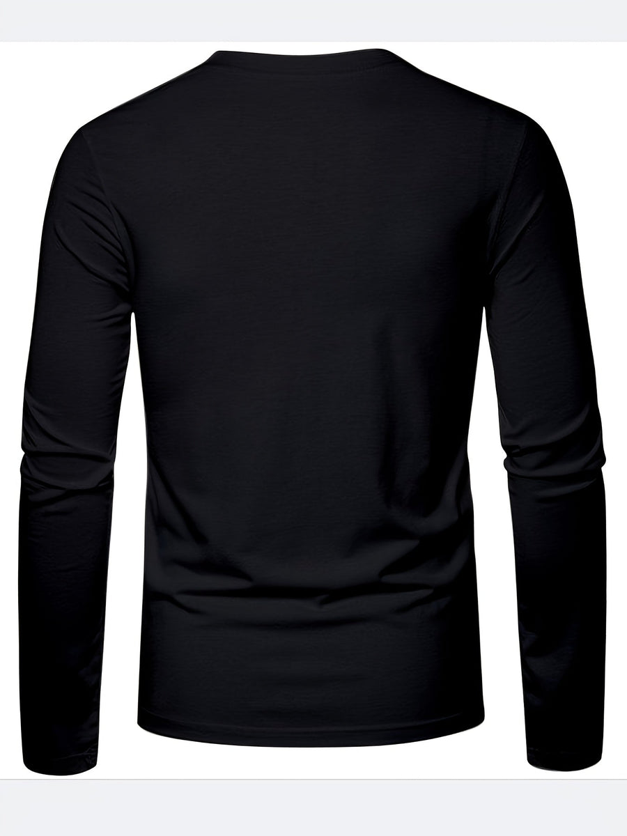 Mörkgrön Långärmad T-shirt med Rund Hals och Hjortmotiv