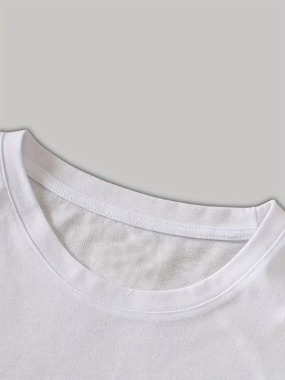 Dam T-shirt med abstrakt geometriskt tryck – avslappnad och trendig vardagsstil