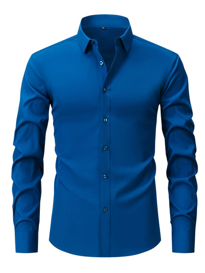 Herrskjorta Elegant Slim Fit Långärmad för Vardagsbruk och Fest