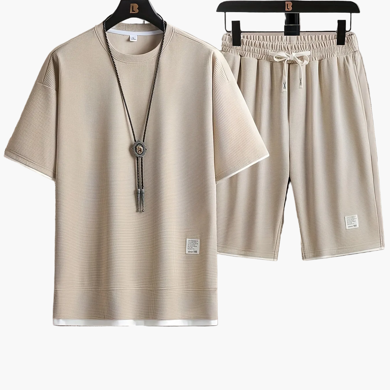 Herrset Lounge – T-shirt och Shorts, Modern Avslappnad Stil