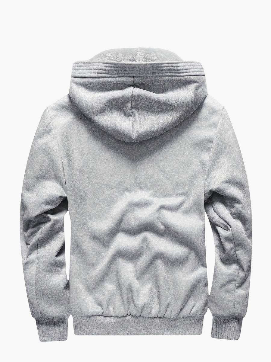Herr Vinterjacka med Huva – Varm Fodrad Hoodie för Vardagsbruk