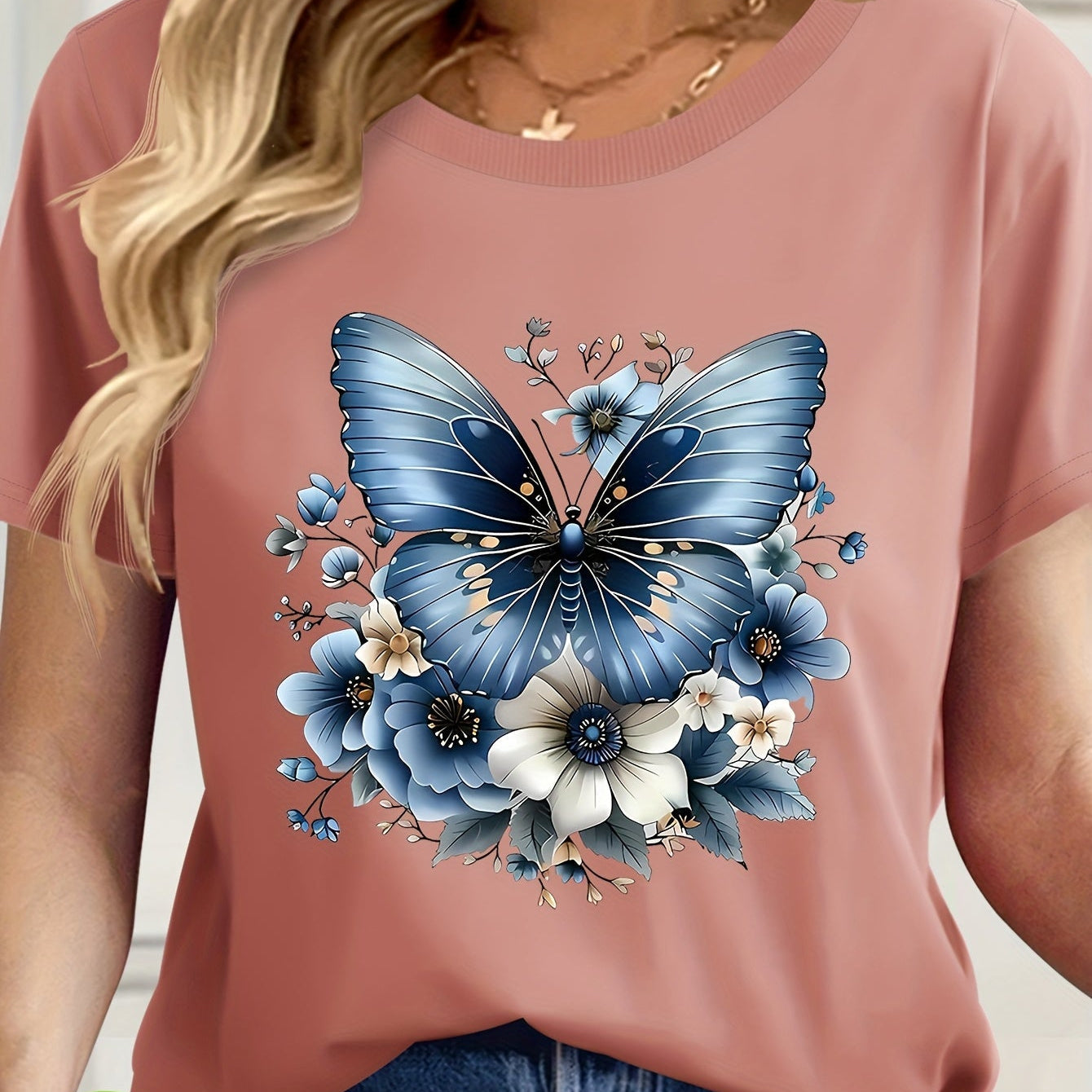 Dam T-shirt Kortärmad Avslappnad Vardagsstil