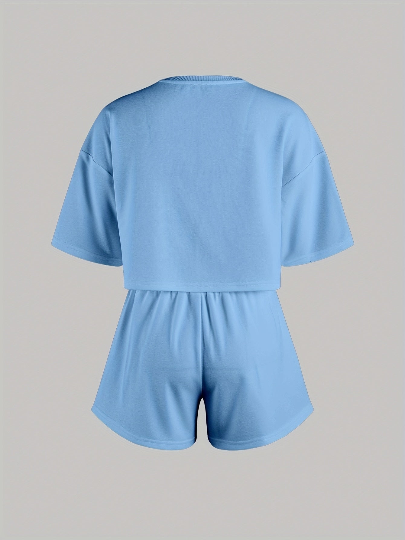 Dam Pyjamaset med Tryckta Hjärtan – Kortärmad Topp och Shorts, Perfekt för Hemma och Sovrum