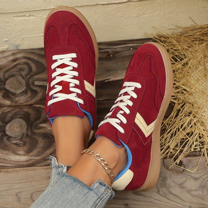 Dam Sneakers Retro Stil Färgblock Vardagsskor
