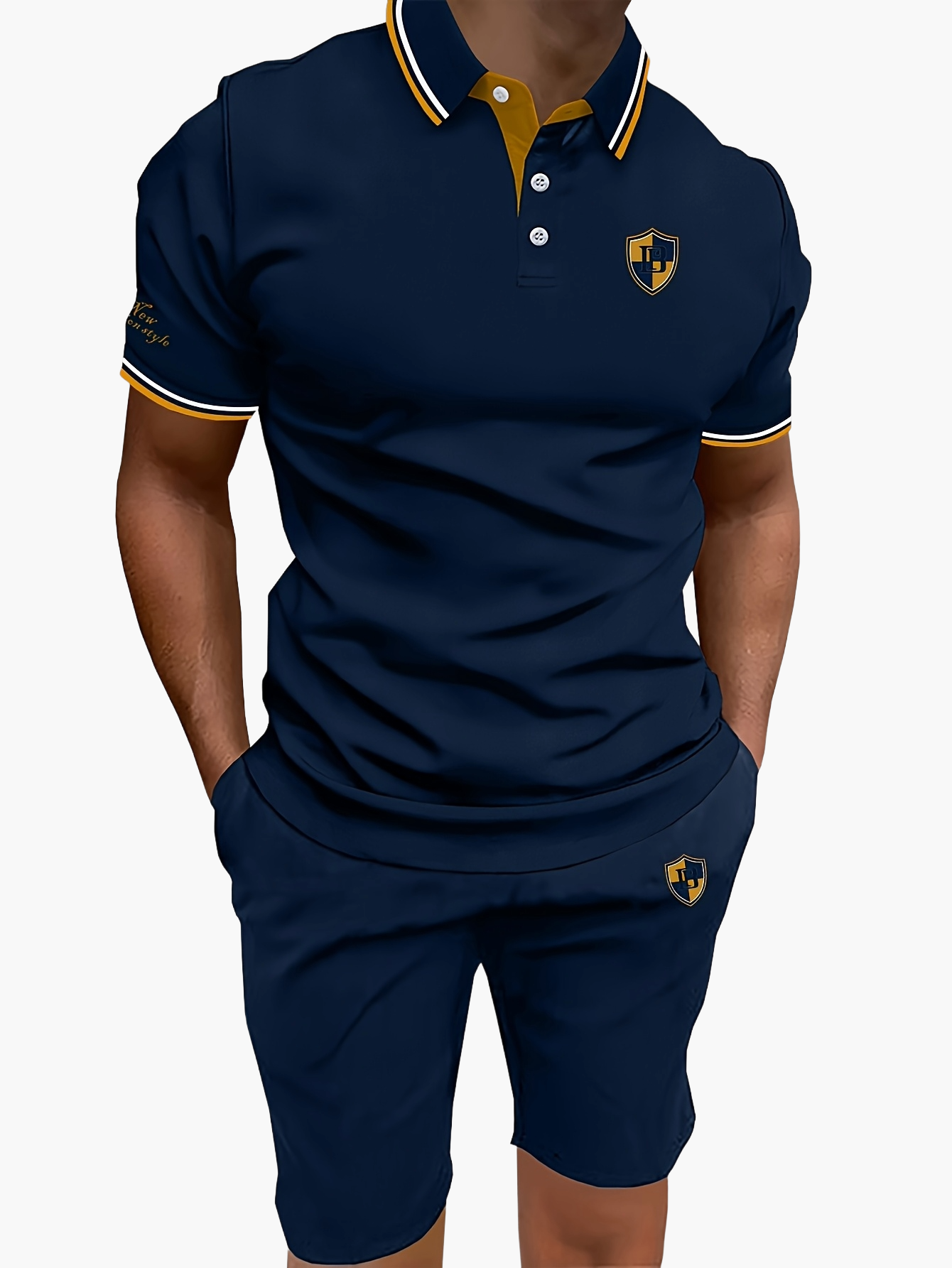 Herr Piké-Set med Shorts – Sportig och Elegant Sommarstil för Män