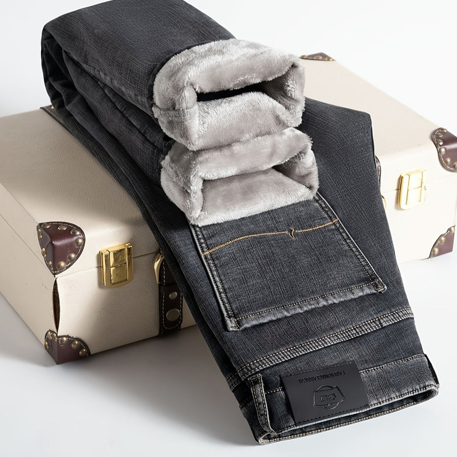 Jeans med foder för herr, blågrå eller mörkgrå