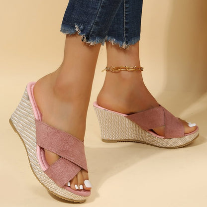 Alice – Stora storlekar dam skor kilklack hampa rep plattform sandaler
