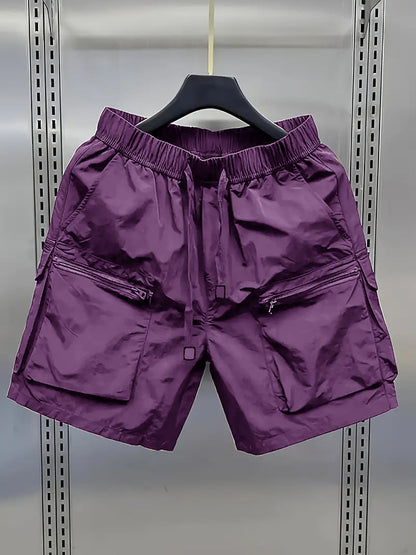 Herrarnas avslappnade cargoshorts med stora fickor och dragkedja – trendig streetwear för vardag och fritid