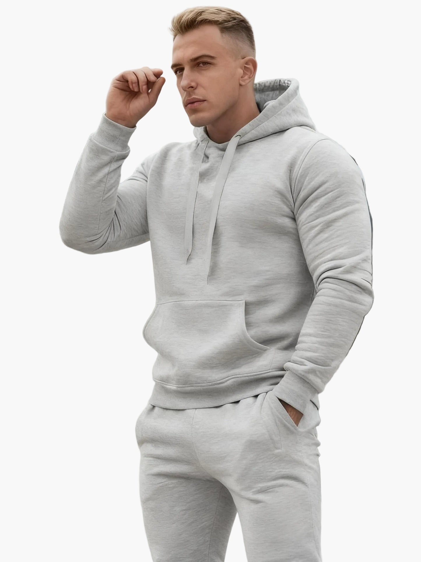Herr Träningsset Hoodie och Byxor – Sportig Stil för Träning och Fritid