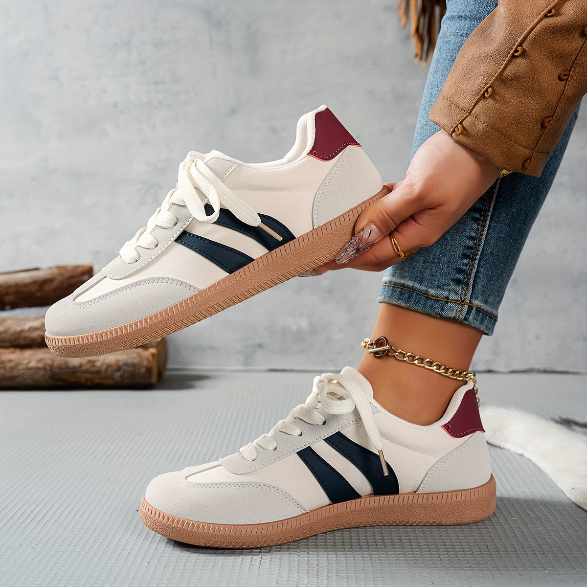 Dam Sneakers Retro Stil Vardagsskor Bekväma Träningsskor