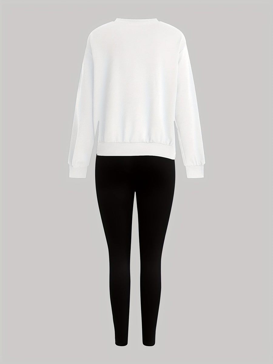 Set med sweatshirt och leggings med tassavtryck