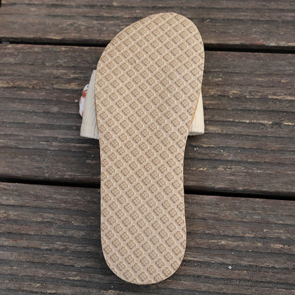 Dam Sandaler Slip-in med Stor Blomdetalj – Trendiga Espadrille Tofflor för Sommar & Semester