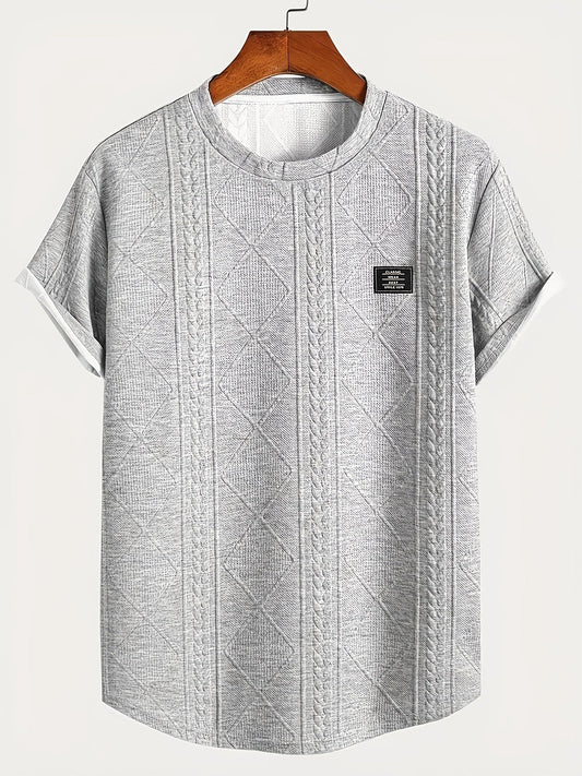 Herr T-shirt med stickad kabelmönster – Modern och avslappnad stil för vardagsbruk