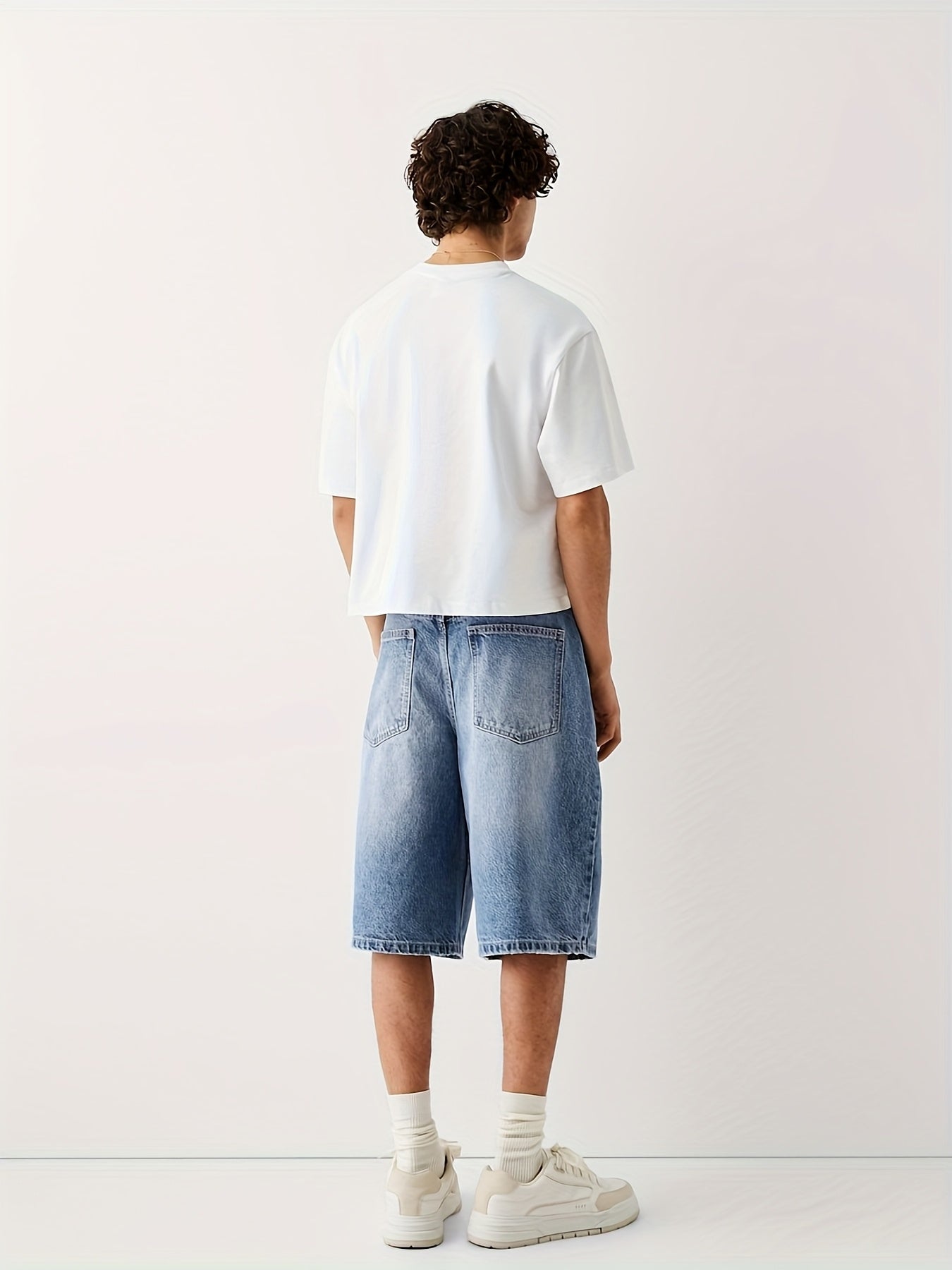 Herr Bermuda Jeansshorts Lös Passform Streetwear