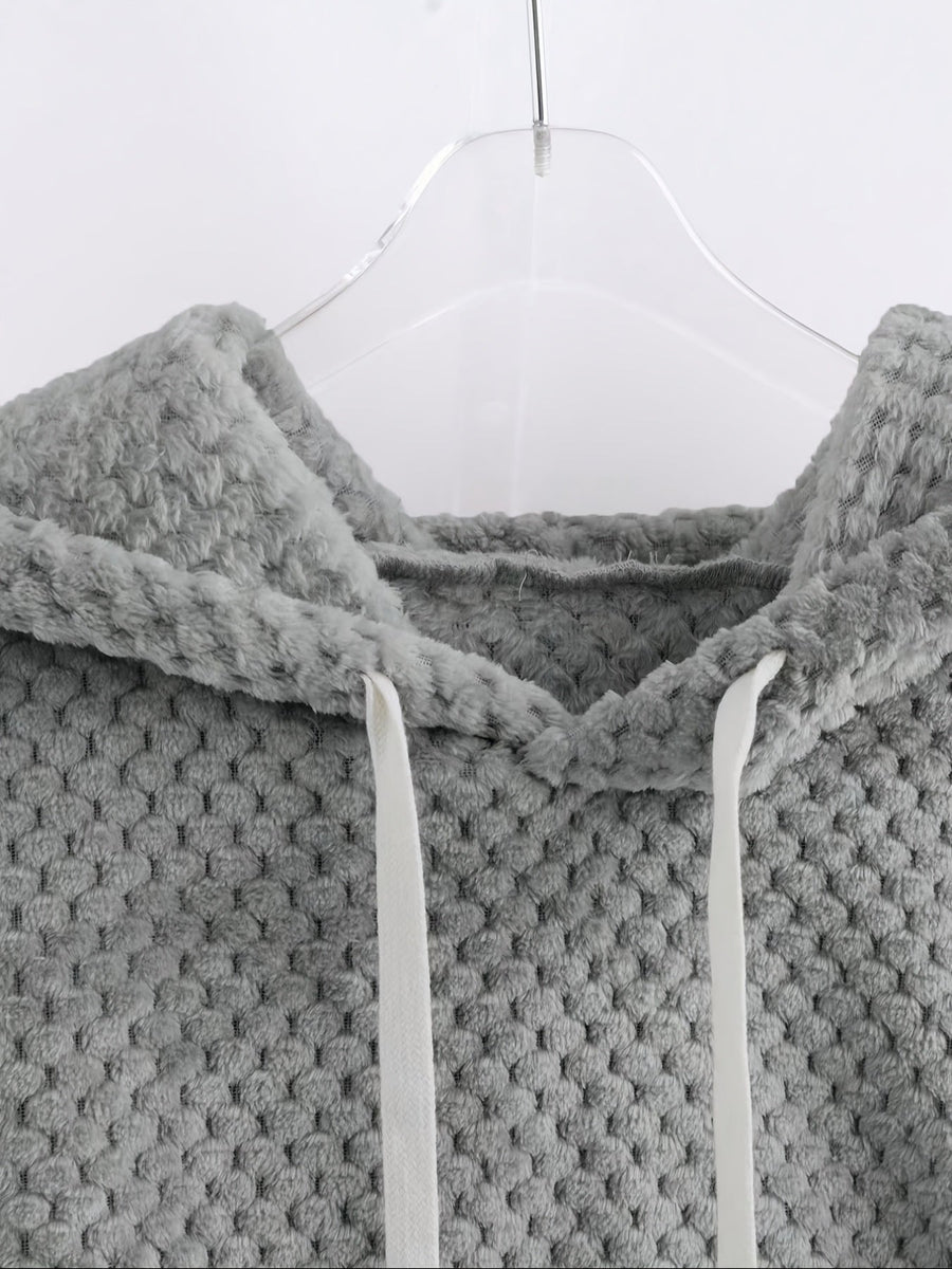 Fuskpäls Hoodietröja i Mjukt Material med Kontrastfärgade Paneler, Unisex