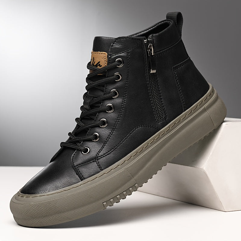 Svarta Kängsneakers för Herr med Dragkedja Högt Skaft