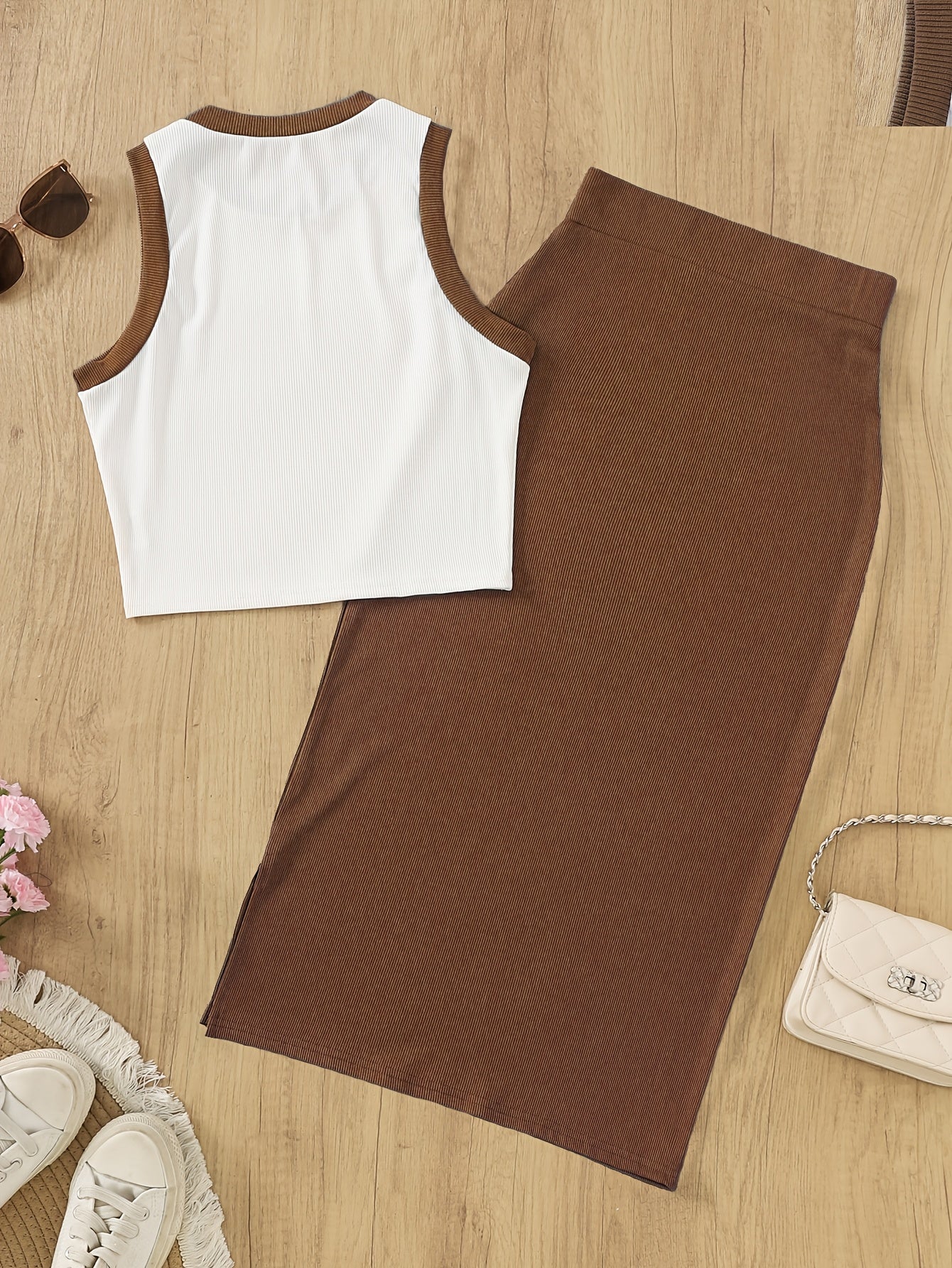 Damset – Elegant midikjol och ärmlös topp, vår/sommar, vardag & fest
