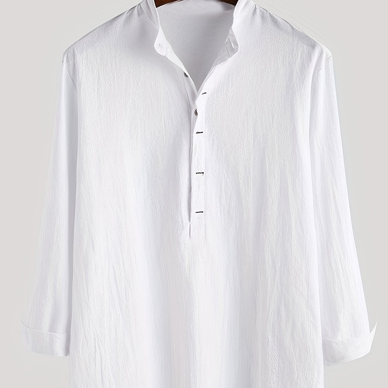 Herr Skjorta Henley Långärmad Avslappnad Modern Stil