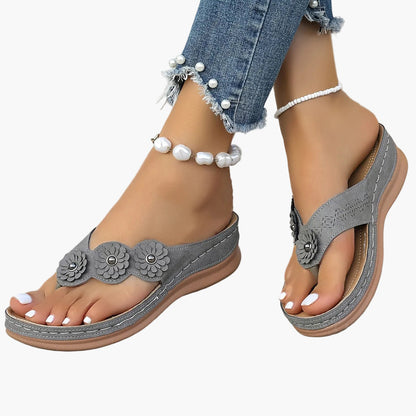 Dam Sandaler med Blommor - Casual Flip Flops för Sommar och Fritid