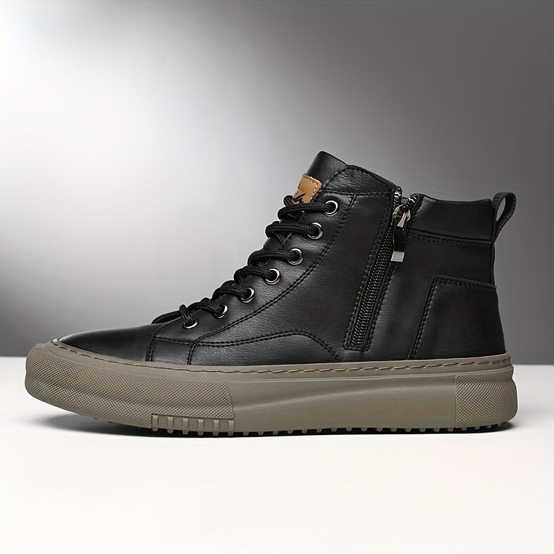 Svarta Kängsneakers för Herr med Dragkedja Högt Skaft
