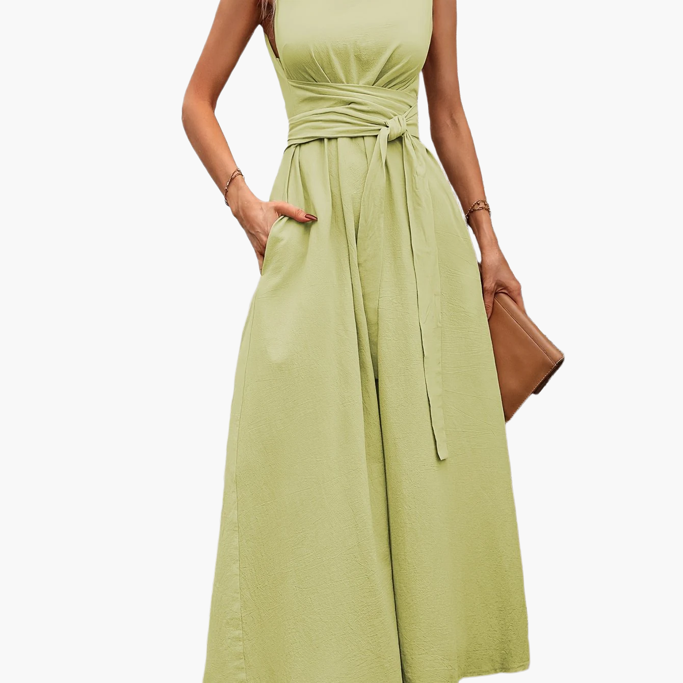 Dam Jumpsuit Elegant Ärmös Vid Benslut Sommar Fest och Vardag