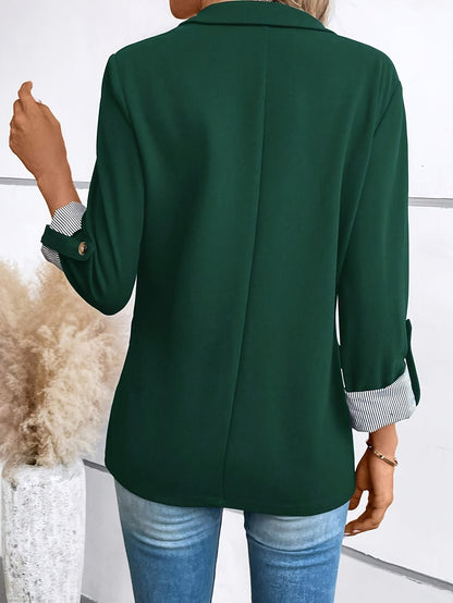 Dam Blazer Elegant Kavaj med Uppvikta Ärmar – Perfekt för Kontor och Vardag