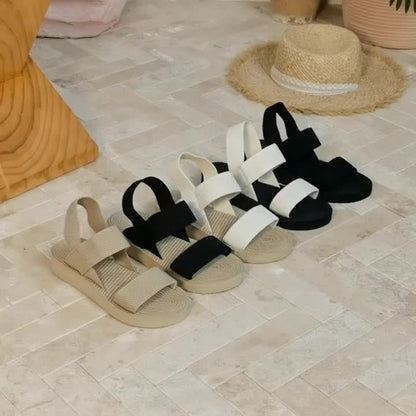 Dam Sandaler med Plattform och Dubbelrem – Trendiga Sommar Tofflor för Vardag och Semester