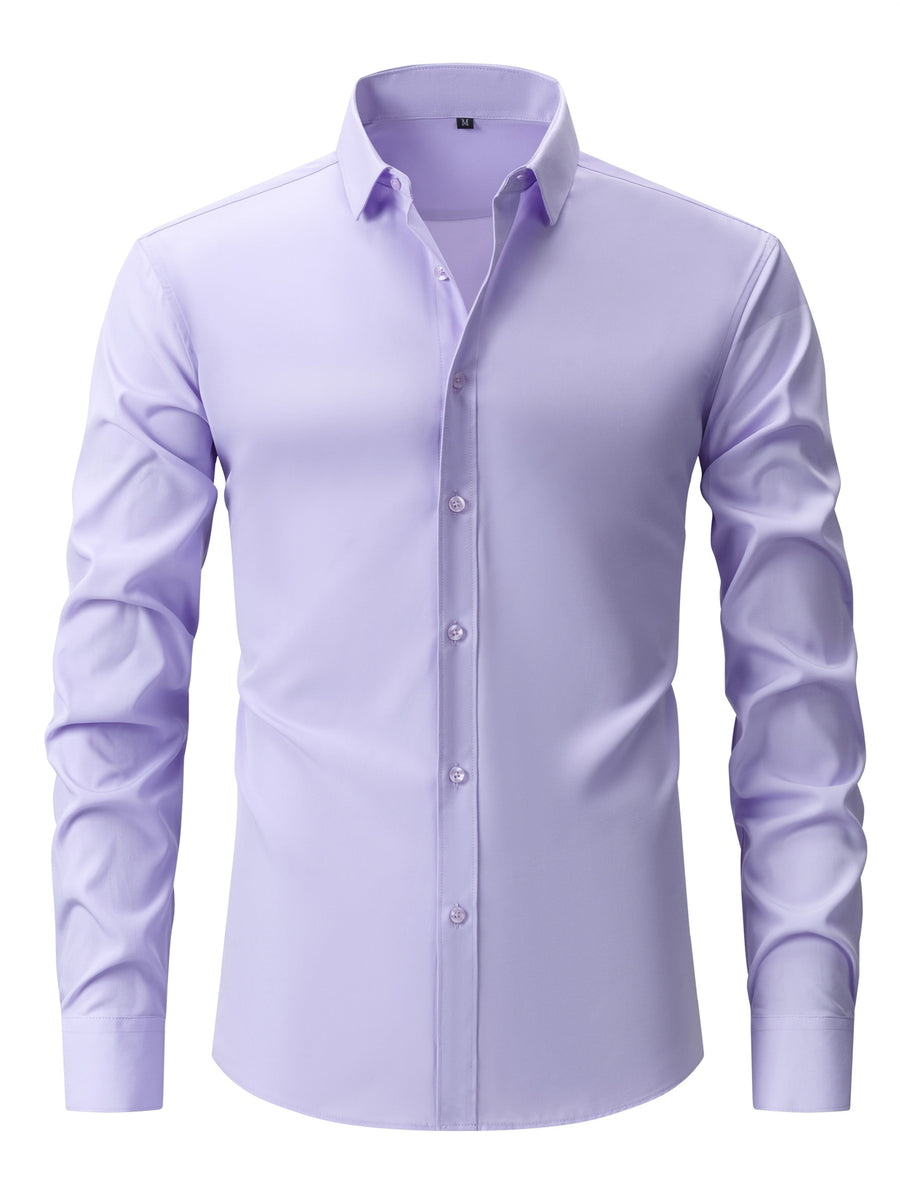 Herrskjorta Elegant Slim Fit Långärmad för Vardagsbruk och Fest