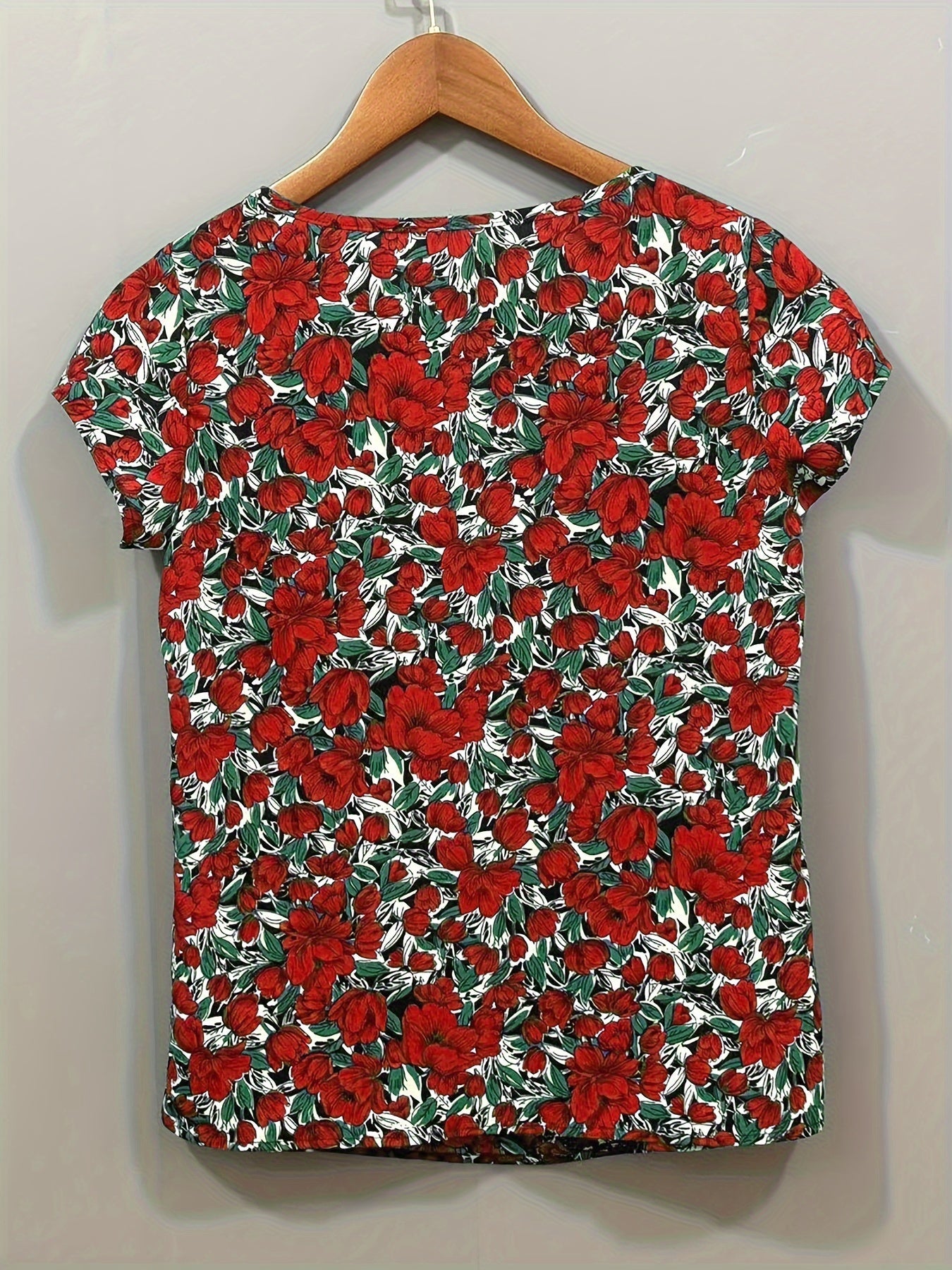 Dam Blus Kortärmad Blommig Elegant Vardagsstil