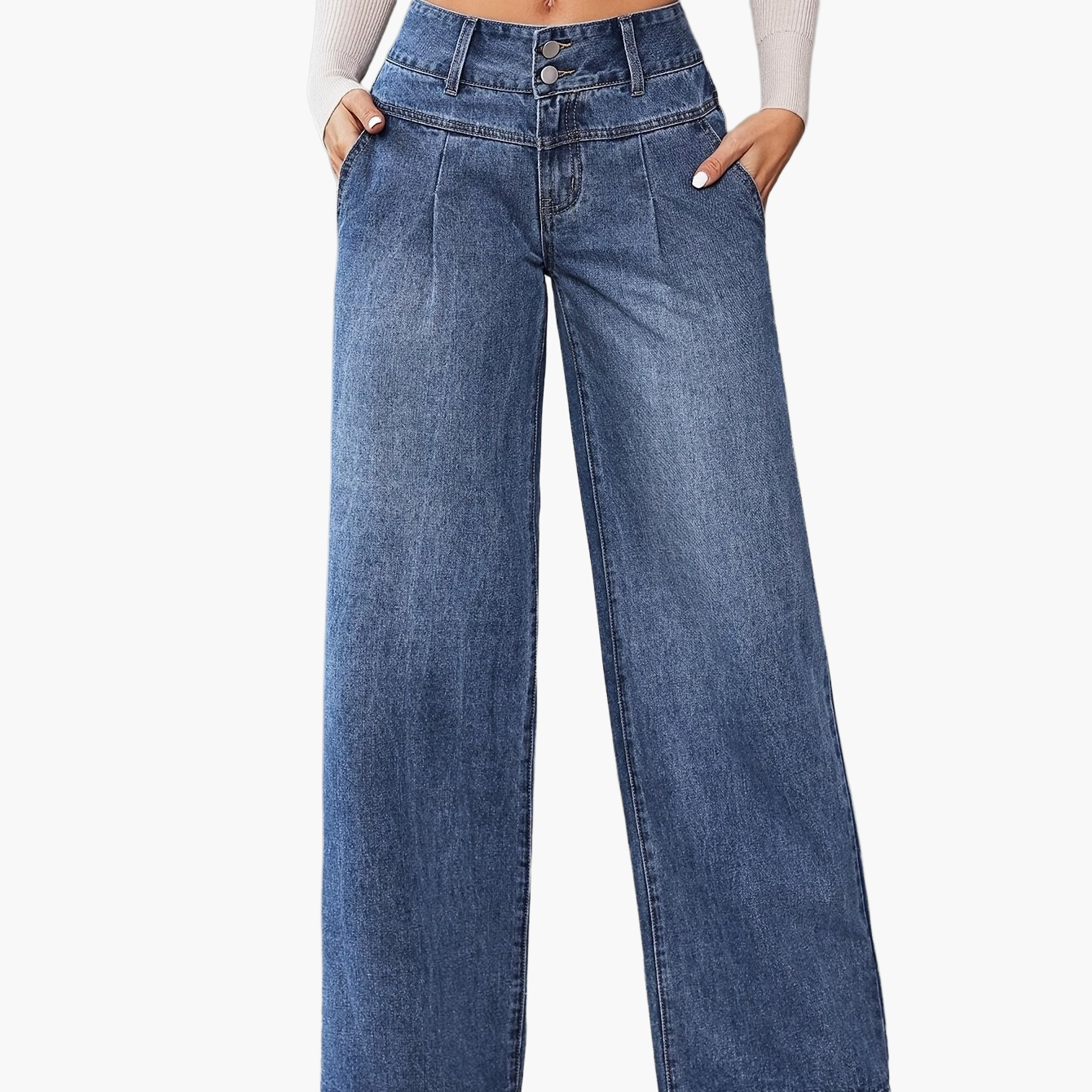 Dam Vida Byxor Hög Midja Vida Ben Casual Stil