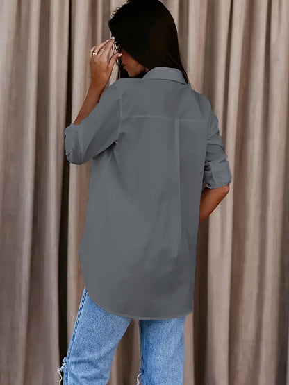 Dam Skjorta Oversized Långärmad Casual Vardagsstil