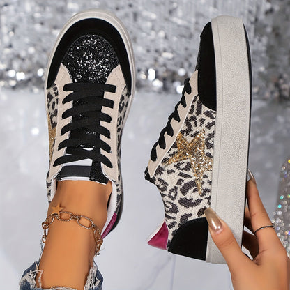 Dam Sneakers med Glittrig Stjärndesign – Trendiga Vardagsskor för Mode och Komfort