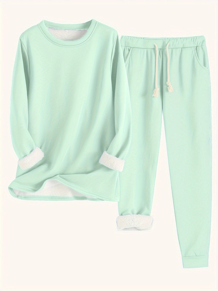 Women's Fleece-Lined Sweatshirt & Jogger Set