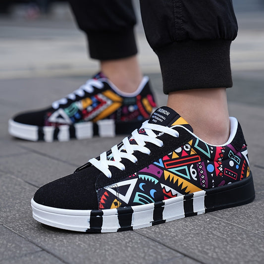 Herr Sneakers Streetwear Geometriskt Mönster Trendiga Fritidsskor