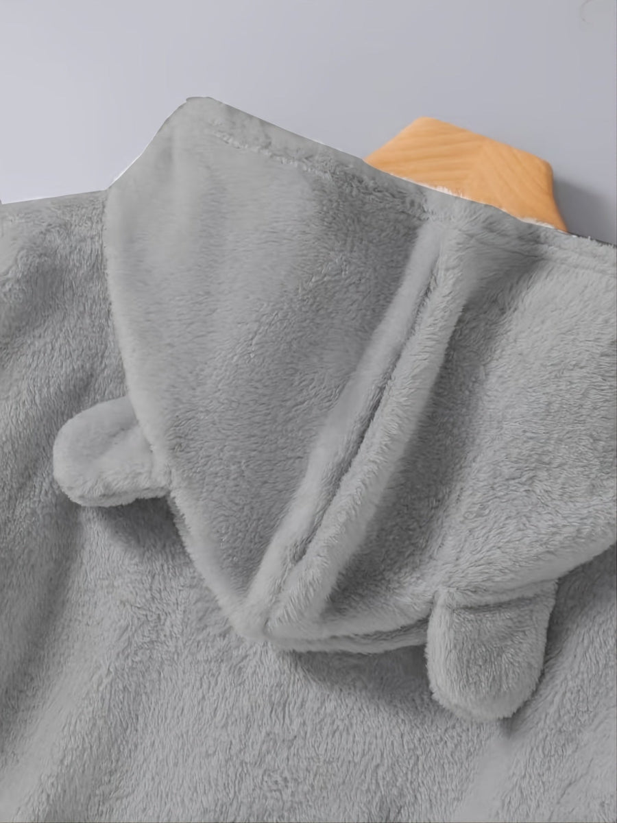 Hoodie för Dam med Kattöron, Kattmotiv och Fickor i Fuskpäls, Burgund/Grå