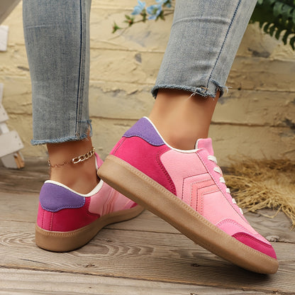 Dam Sneakers Retro Stil Färgblock Vardagsskor